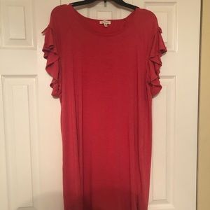 Red Ruffle Sleeve Tunic